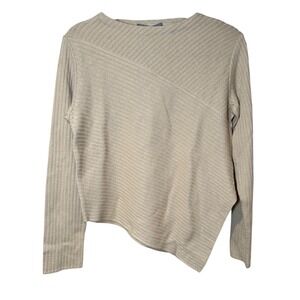 Annarita N Asymmetrical Sweater Merino Wool Cream‎ Size Small